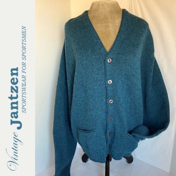 Jantzen Other - JANTZEN VINTAGE BLUE WOOL CARDIGAN